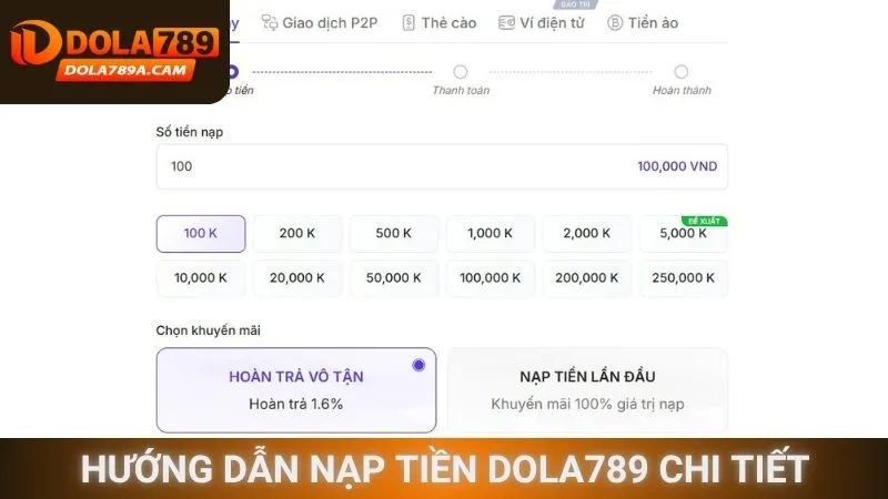 Hướng dẫn nạp tiền Dola789 chi tiết nhất