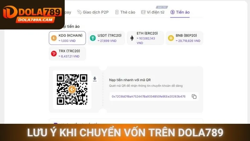 Lưu ý khi giao dịch chuyển vốn trên Dola789
