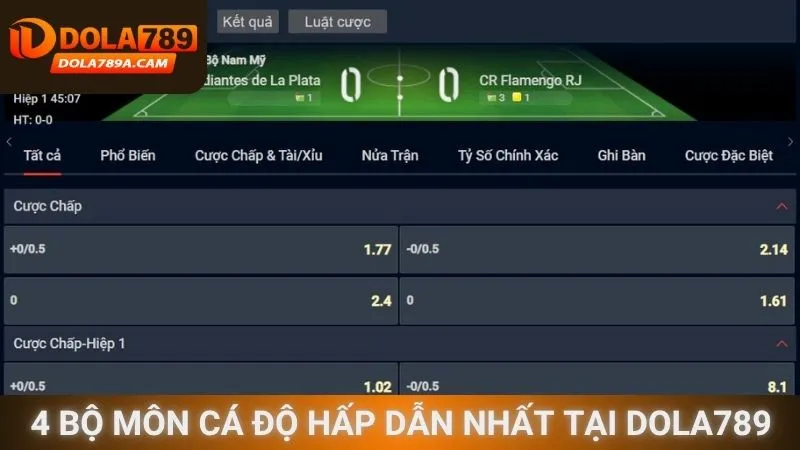 4 bộ môn cá độ hấp dẫn nhất tại Dola789